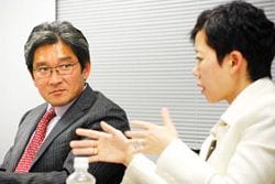 川嶋諭JBpress編集長、小野由美子WSJ日本版編集長／前田せいめい撮影