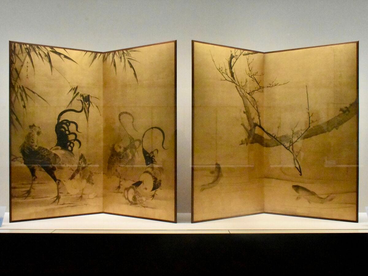 日本画 亀 屏風　円山応挙　写し 円山応挙 旭日游亀図 - 日本の動物画‐いきもののかたち‐ 江戸期