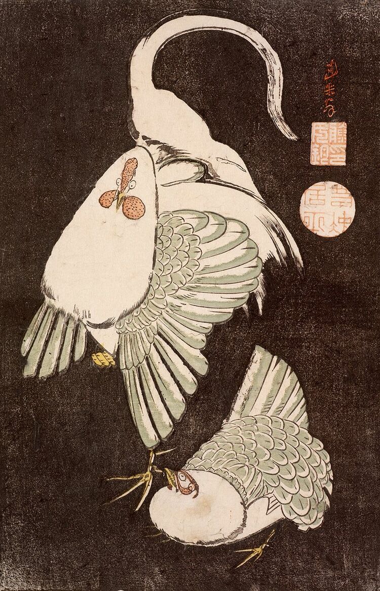 写真ギャラリー1枚め｜葛飾北斎と歌川広重、「花鳥版画」の分野では