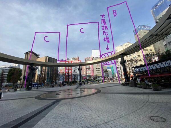 グローバルリングから見る。2019年に完成したグローバルリングの設計者は三菱地所設計とランドスケープ・プラス。これってそういう狙いでつくったものだったのか…