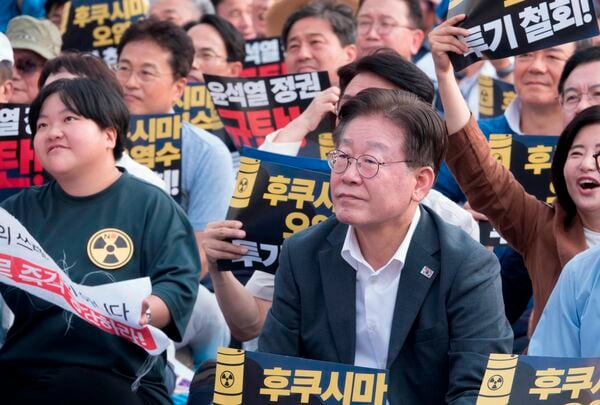 8월 26일, 일본 민주당 이재명 대표가 서울 원전 처리수 방류 반대 집회에 참석했다.