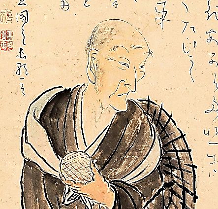 良寛　子供と遊ぶの水墨画 模写】【掛軸】良寛 子供と手毬 矢崎虎夫 水墨画 紙本 落款あり
